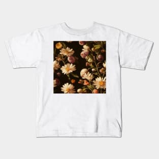 Vintage 1970s Autumn Florals Brown Flower Design Kids T-Shirt